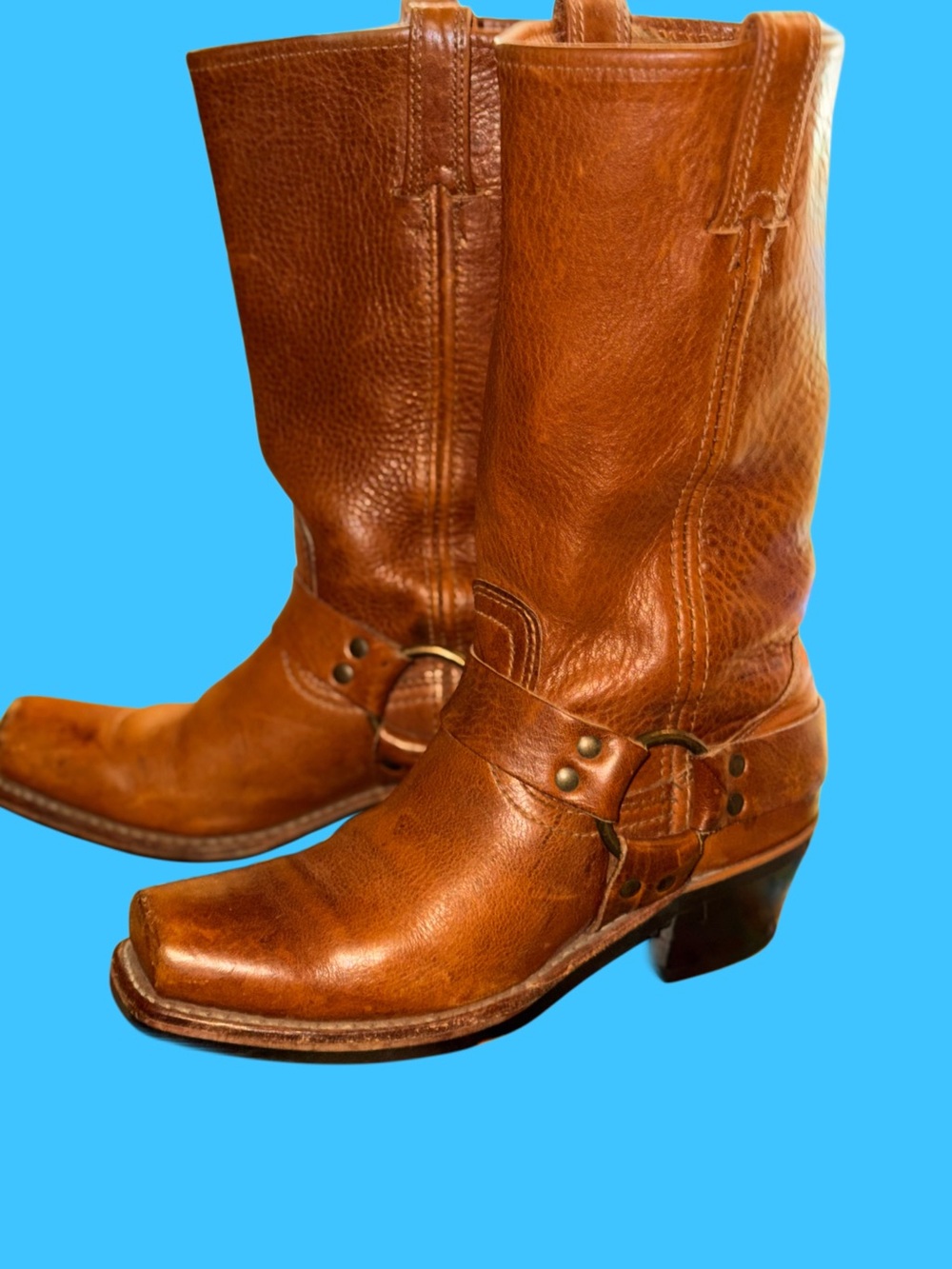 Frye 12R Harness Boot in Cognac Leather with Black Soles, Vintage 2004 - Picture 4 of 16